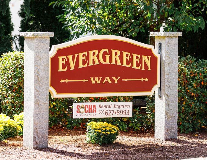 Evergreen Way Sign Evergreen Way by Socha Companies Evergreen Way offers open-concept townhomes with either two or three bedrooms, built in 2015 and carefully maintained for comfortable, high-end living.