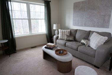 Living Room of a 3 Bedroom Unit in the Evergreen Way Community, a high-end townhouse community by Socha Companies in Manchester NH