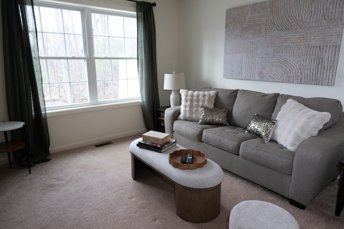 Living Room of a 3 Bedroom Unit in the Evergreen Way Community, a high-end townhouse community by Socha Companies in Manchester NH